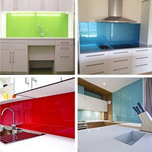 Berwarna Glass Splashback dan permukaan kerja Di Dapur
